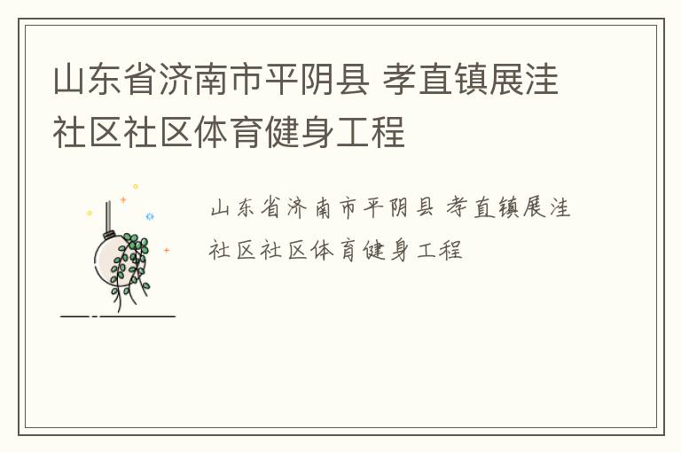 山东省济南市平阴县 孝直镇展洼社区社区体育健身工程