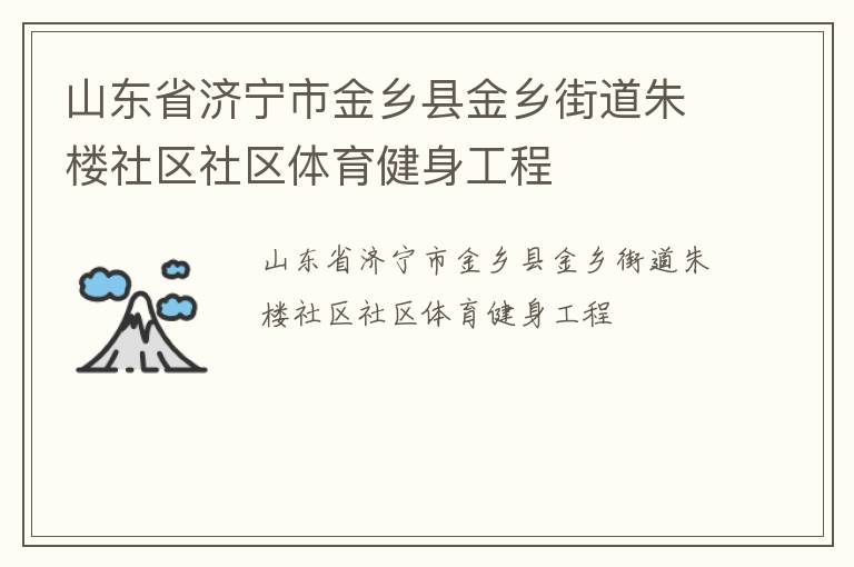 山东省济宁市金乡县金乡街道朱楼社区社区体育健身工程
