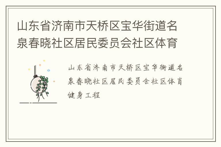山东省济南市天桥区宝华街道名泉春晓社区居民委员会社区体育健身工程
