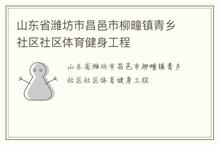 山东省潍坊市昌邑市柳疃镇青乡社区社区体育健身工程