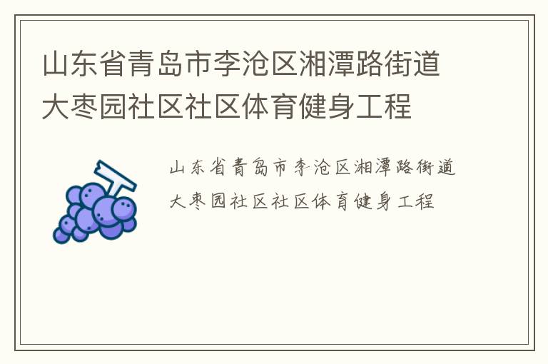 山东省青岛市李沧区湘潭路街道大枣园社区社区体育健身工程