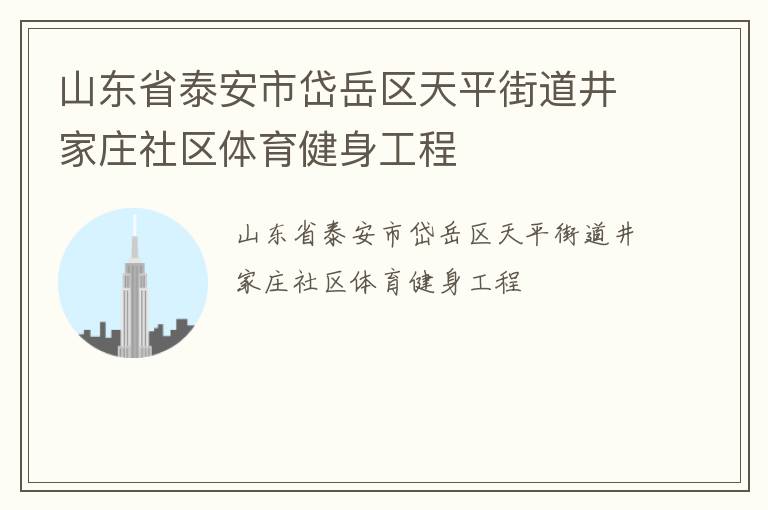 山东省泰安市岱岳区天平街道井家庄社区体育健身工程