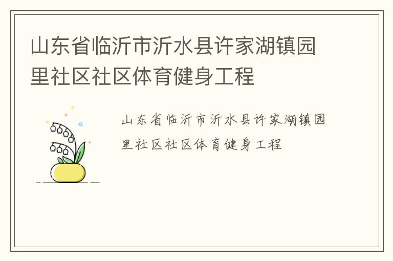 山东省临沂市沂水县许家湖镇园里社区社区体育健身工程
