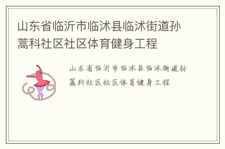 山东省临沂市临沭县临沭街道孙蒿科社区社区体育健身工程