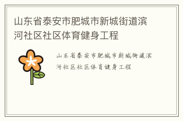 山东省泰安市肥城市新城街道滨河社区社区体育健身工程
