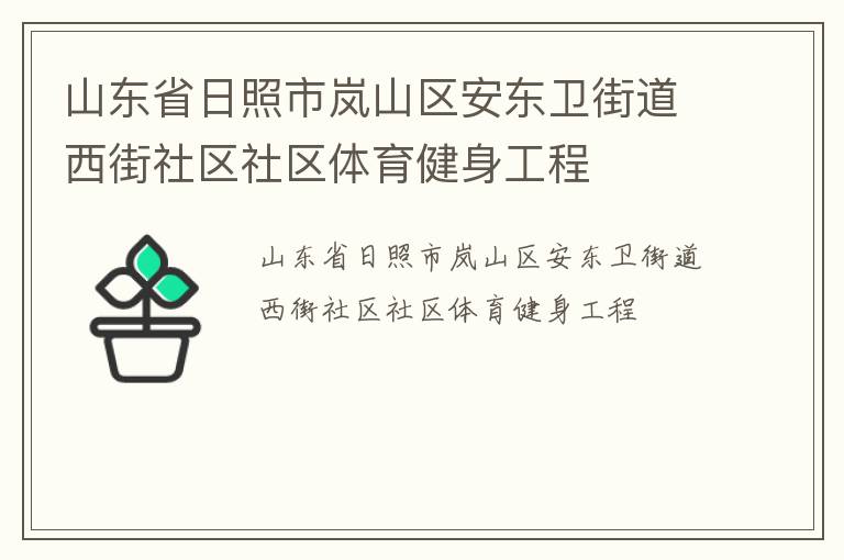 山东省日照市岚山区安东卫街道西街社区社区体育健身工程