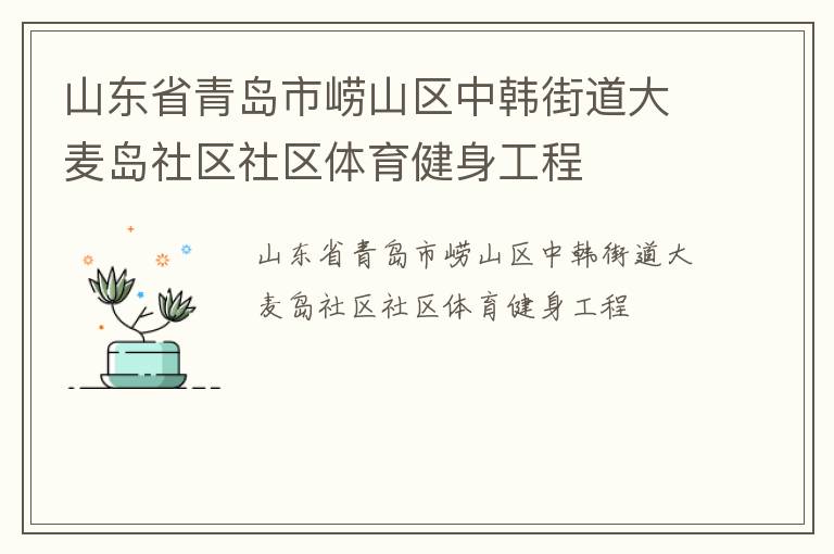 山东省青岛市崂山区中韩街道大麦岛社区社区体育健身工程