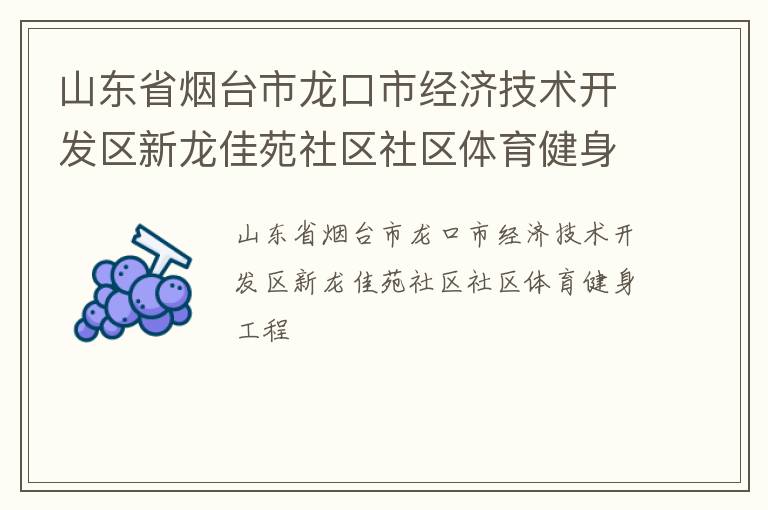 山东省烟台市龙口市经济技术开发区新龙佳苑社区社区体育健身工程