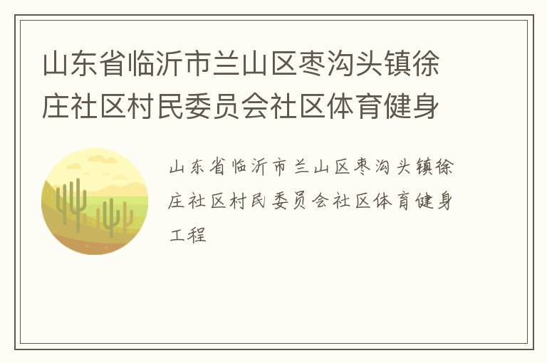 山东省临沂市兰山区枣沟头镇徐庄社区村民委员会社区体育健身工程