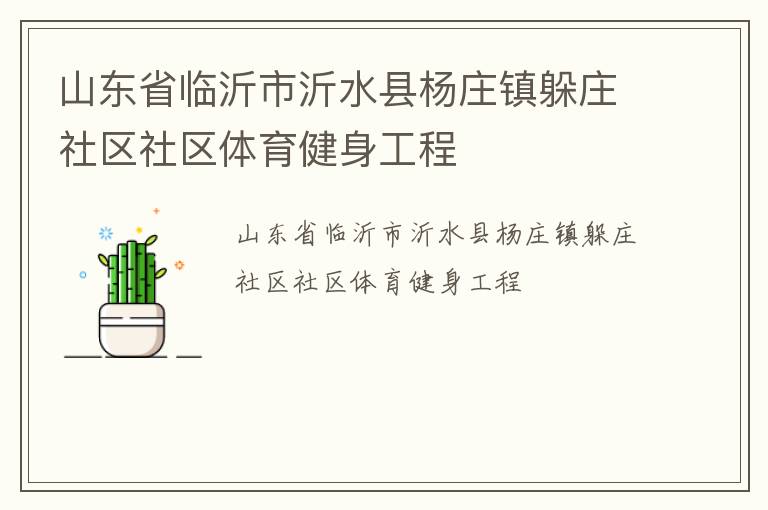 山东省临沂市沂水县杨庄镇躲庄社区社区体育健身工程