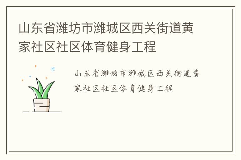 山东省潍坊市潍城区西关街道黄家社区社区体育健身工程