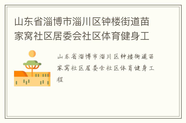 山东省淄博市淄川区钟楼街道苗家窝社区居委会社区体育健身工程