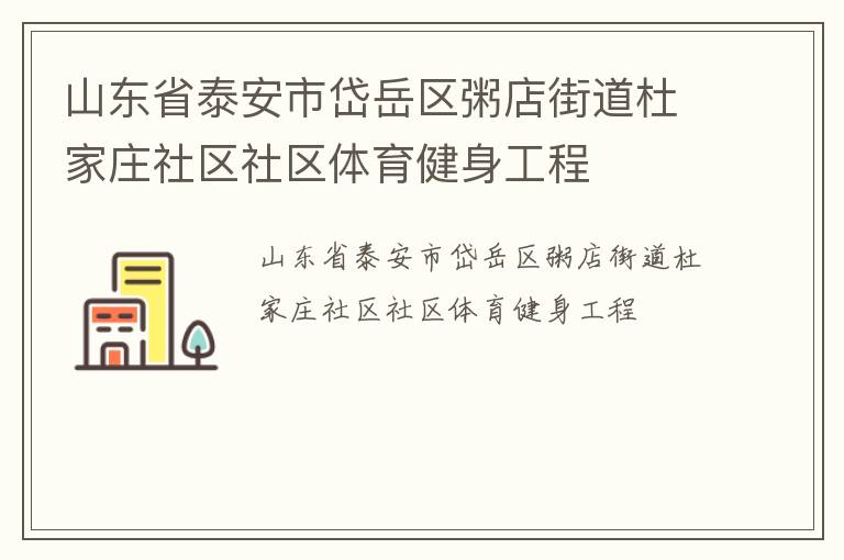 山东省泰安市岱岳区粥店街道杜家庄社区社区体育健身工程
