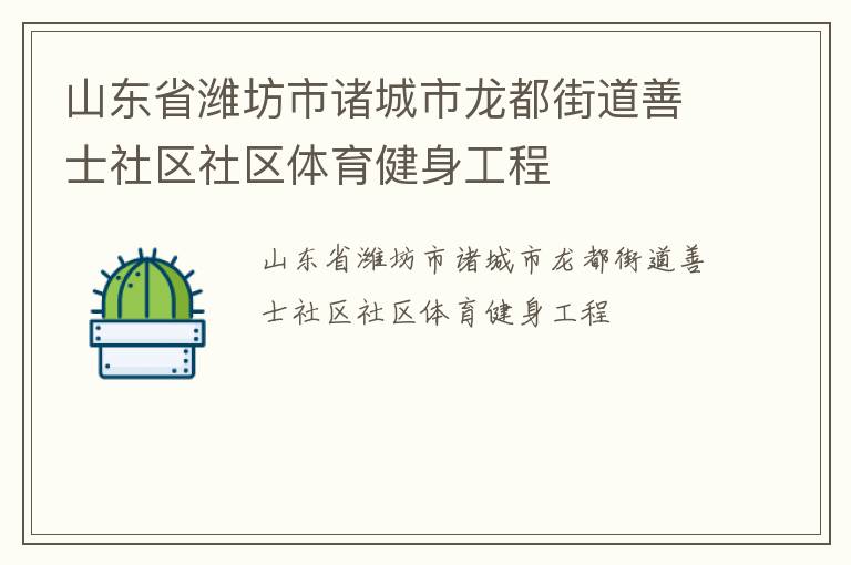 山东省潍坊市诸城市龙都街道善士社区社区体育健身工程