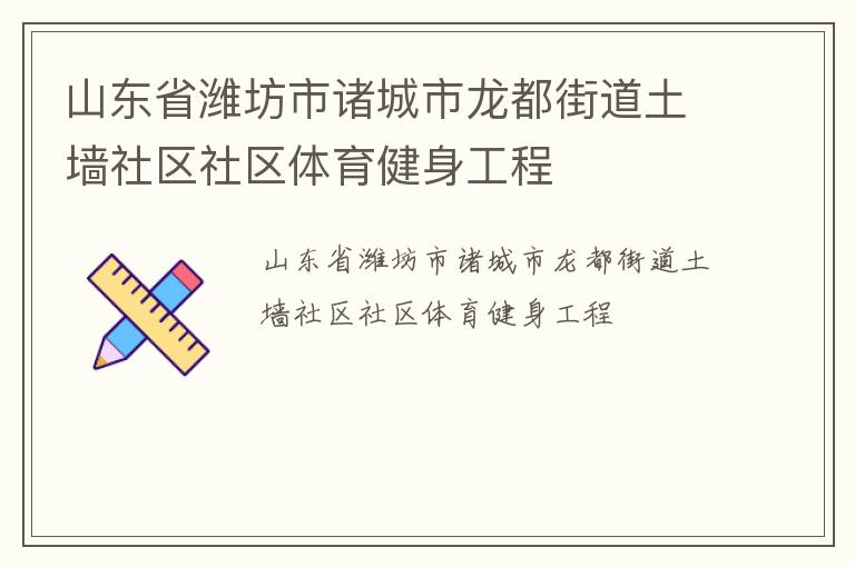 山东省潍坊市诸城市龙都街道土墙社区社区体育健身工程