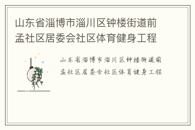 山东省淄博市淄川区钟楼街道前孟社区居委会社区体育健身工程