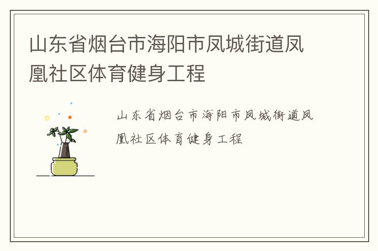 山东省烟台市海阳市凤城街道凤凰社区体育健身工程