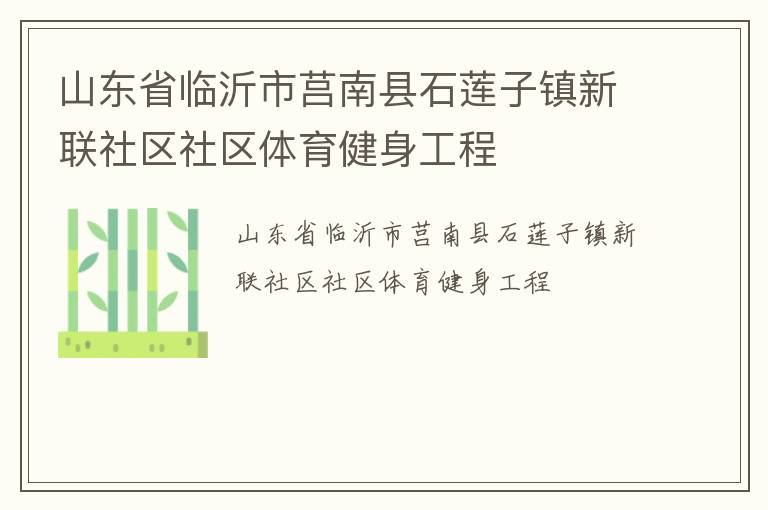 山东省临沂市莒南县石莲子镇新联社区社区体育健身工程