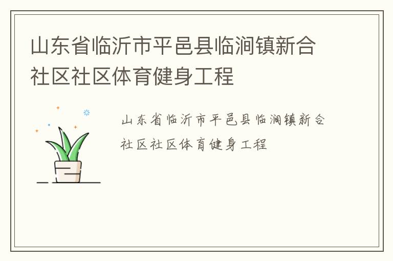 山东省临沂市平邑县临涧镇新合社区社区体育健身工程