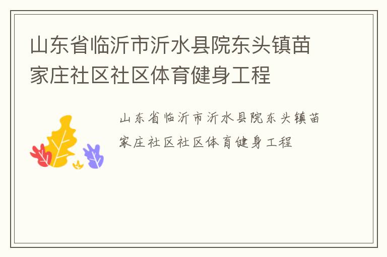 山东省临沂市沂水县院东头镇苗家庄社区社区体育健身工程