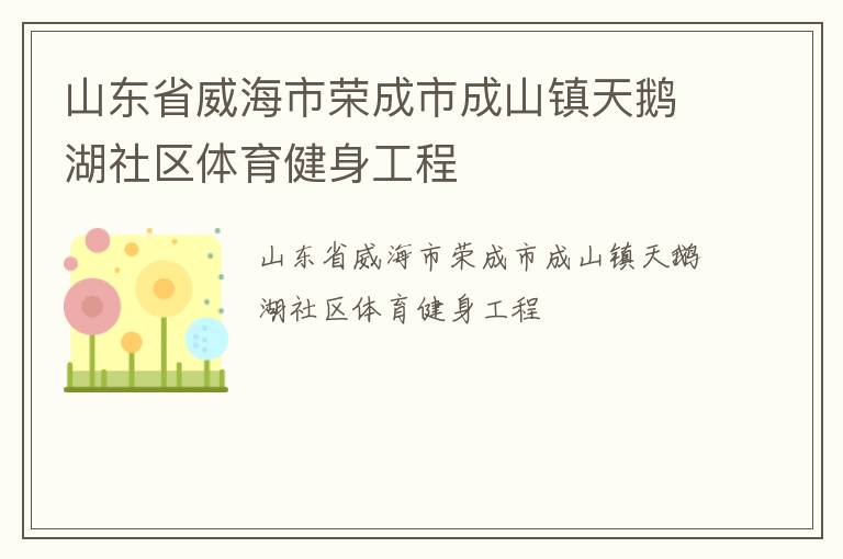 山东省威海市荣成市成山镇天鹅湖社区体育健身工程