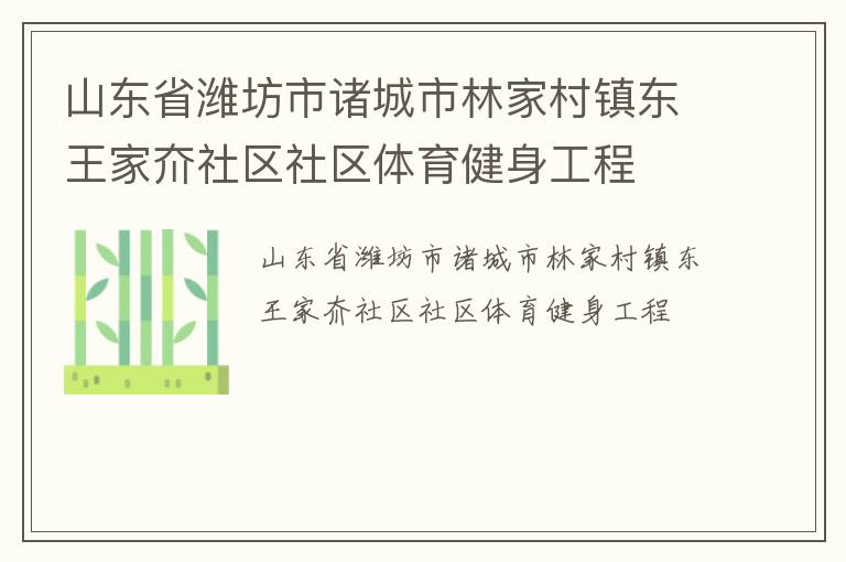 山东省潍坊市诸城市林家村镇东王家夼社区社区体育健身工程