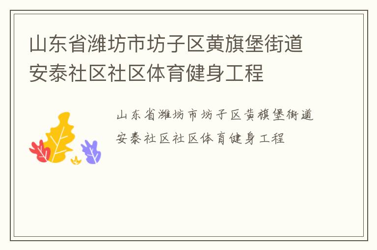 山东省潍坊市坊子区黄旗堡街道安泰社区社区体育健身工程