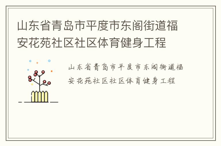 山东省青岛市平度市东阁街道福安花苑社区社区体育健身工程