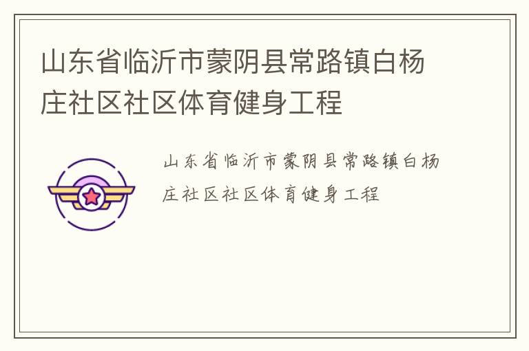 山东省临沂市蒙阴县常路镇白杨庄社区社区体育健身工程