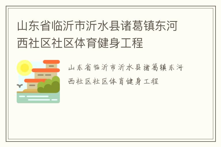 山东省临沂市沂水县诸葛镇东河西社区社区体育健身工程