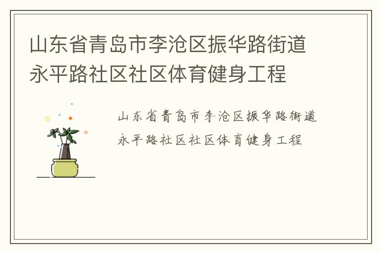山东省青岛市李沧区振华路街道永平路社区社区体育健身工程