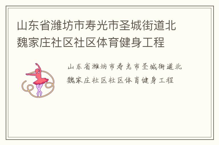 山东省潍坊市寿光市圣城街道北魏家庄社区社区体育健身工程