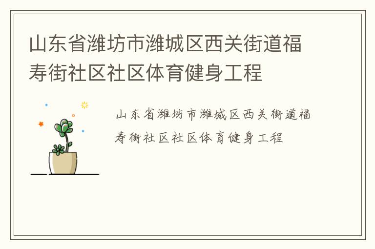 山东省潍坊市潍城区西关街道福寿街社区社区体育健身工程