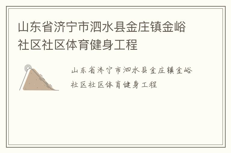 山东省济宁市泗水县金庄镇金峪社区社区体育健身工程