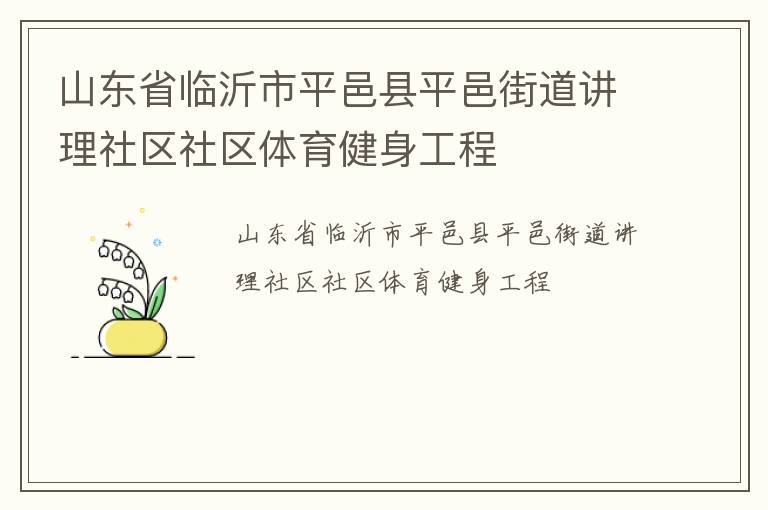 山东省临沂市平邑县平邑街道讲理社区社区体育健身工程