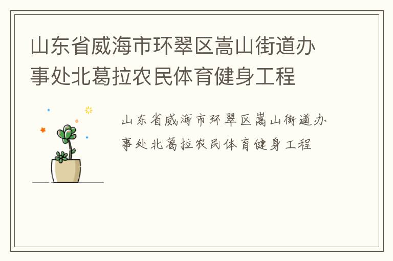 山东省威海市环翠区嵩山街道办事处北葛拉农民体育健身工程