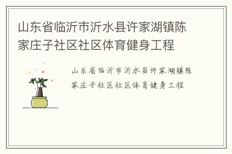 山东省临沂市沂水县许家湖镇陈家庄子社区社区体育健身工程