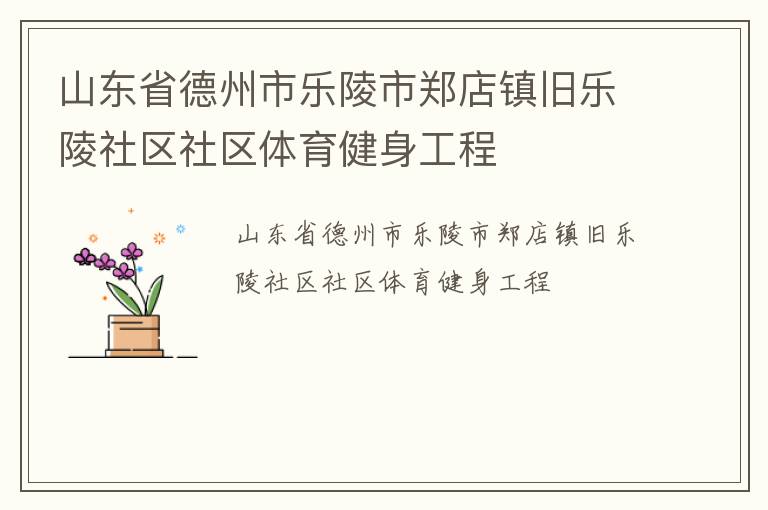 山东省德州市乐陵市郑店镇旧乐陵社区社区体育健身工程