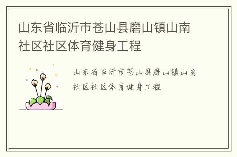 山东省临沂市苍山县磨山镇山南社区社区体育健身工程