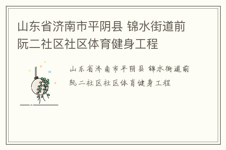 山东省济南市平阴县 锦水街道前阮二社区社区体育健身工程
