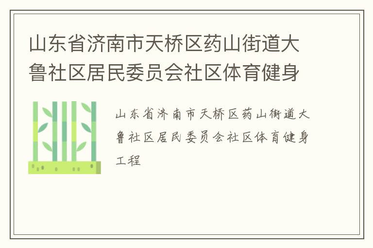 山东省济南市天桥区药山街道大鲁社区居民委员会社区体育健身工程