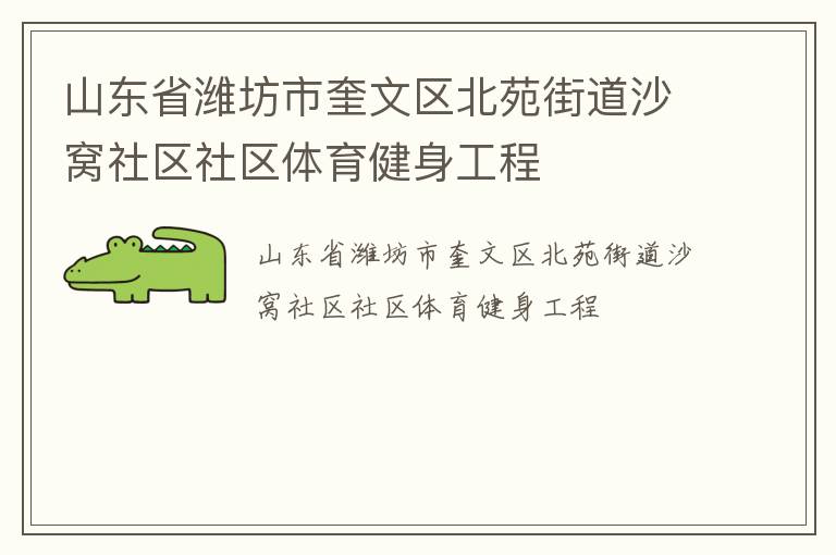 山东省潍坊市奎文区北苑街道沙窝社区社区体育健身工程