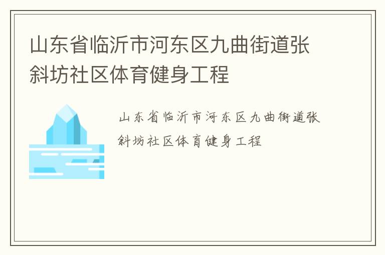 山东省临沂市河东区九曲街道张斜坊社区体育健身工程