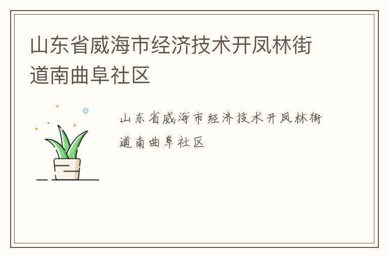 山东省威海市经济技术开凤林街道南曲阜社区