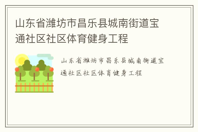 山东省潍坊市昌乐县城南街道宝通社区社区体育健身工程