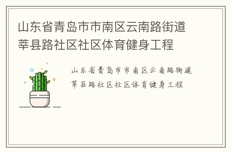 山东省青岛市市南区云南路街道莘县路社区社区体育健身工程