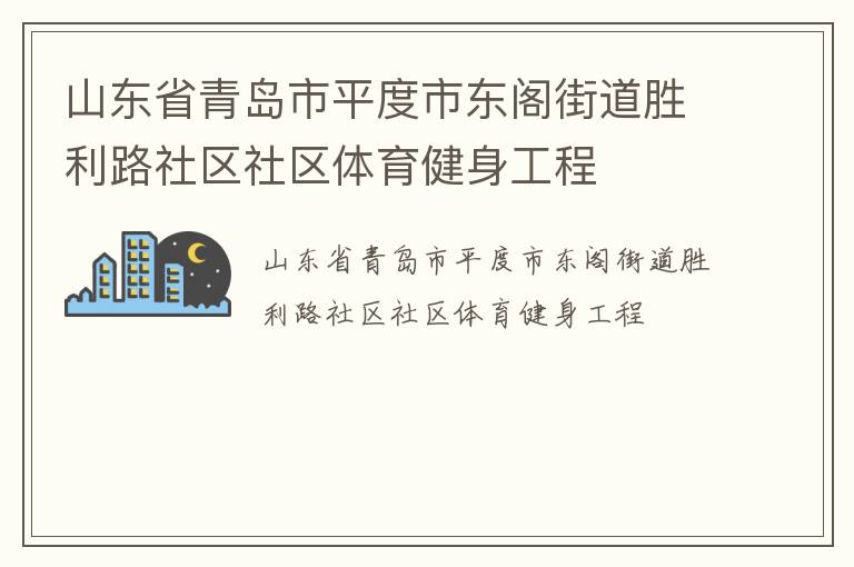 山东省青岛市平度市东阁街道胜利路社区社区体育健身工程