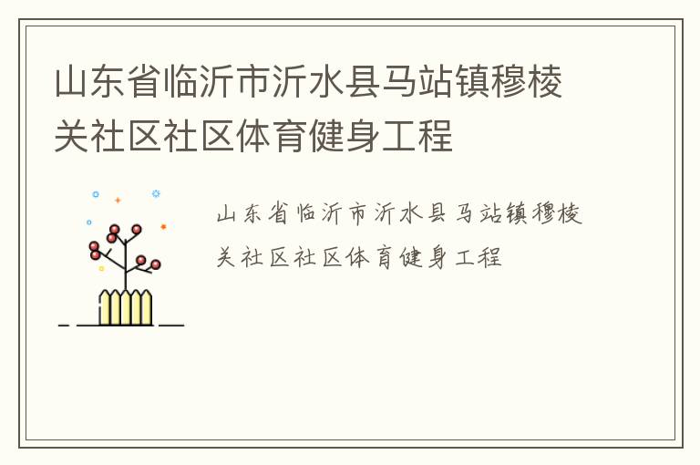 山东省临沂市沂水县马站镇穆棱关社区社区体育健身工程