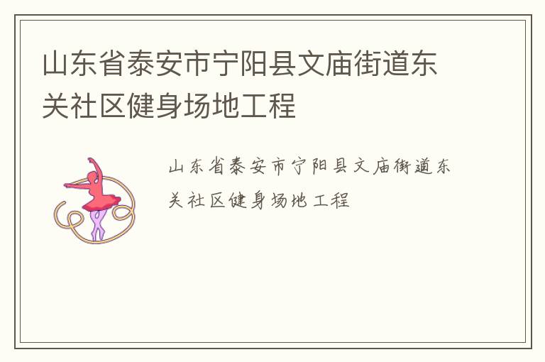 山东省泰安市宁阳县文庙街道东关社区健身场地工程