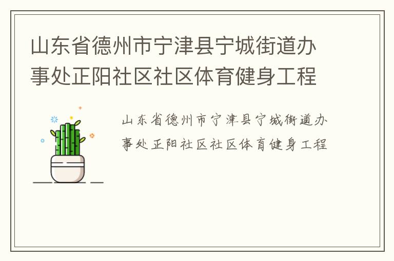 山东省德州市宁津县宁城街道办事处正阳社区社区体育健身工程
